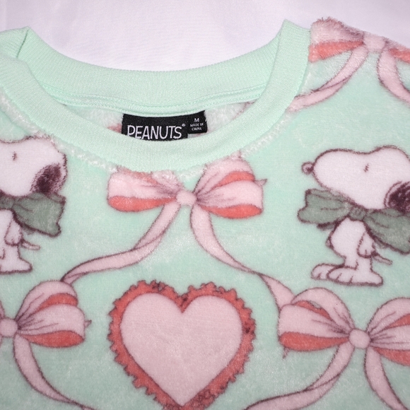 Peanuts Snoopy Green and Pink Bows And Hearts Pajama Set. Medium. NWOT. - Picture 3 of 8